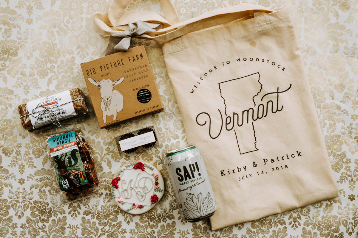 Vermont destination wedding welcome bag